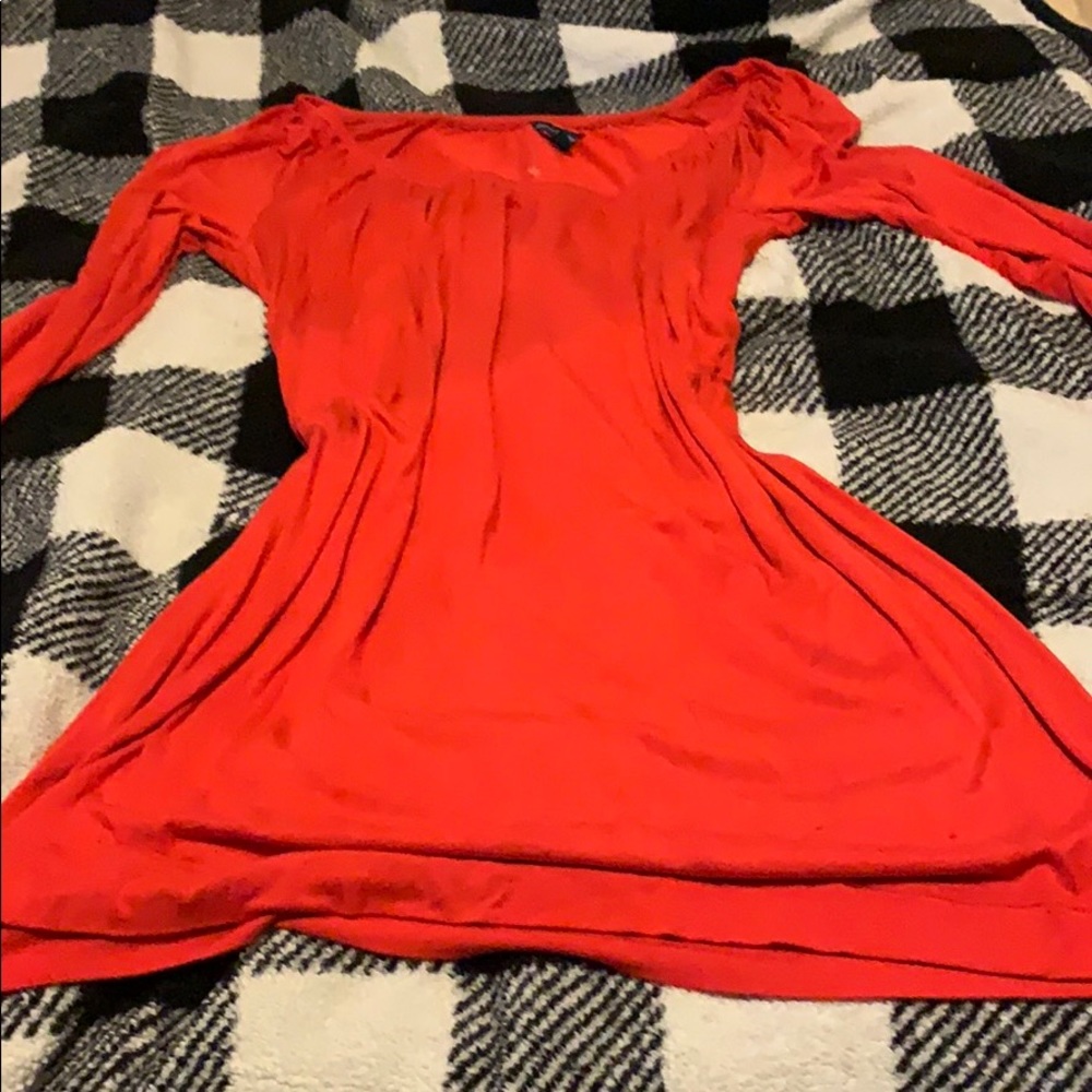 Red off the shoulder dress from American Eagle